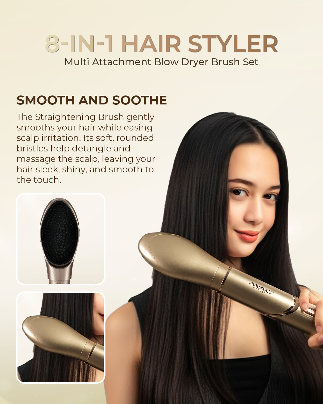 8 in 1 Hair Styler Multi Attachment Blow Dryer Brush Set MC6767