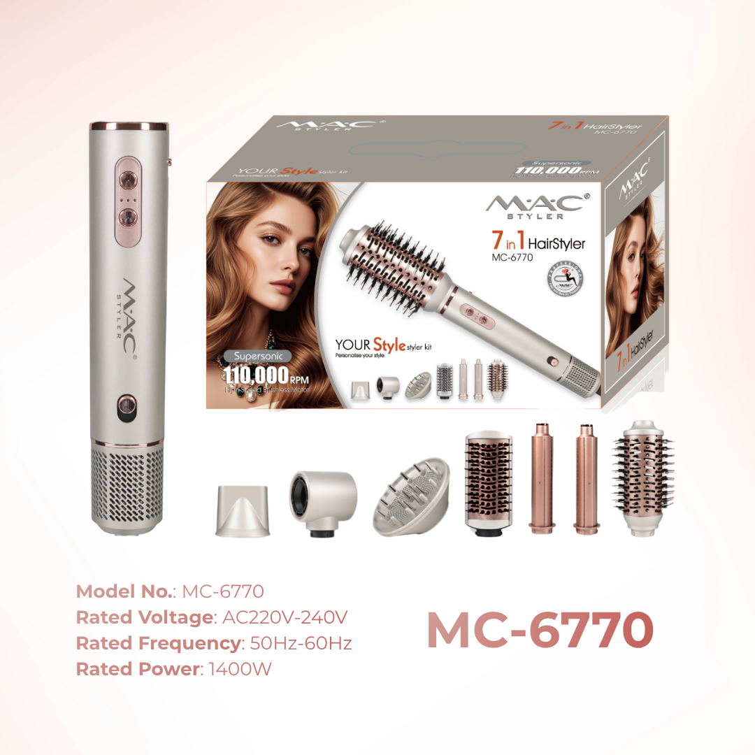 7 in 1 Hair Styler Supersonic Portable Multi Attachment Set for Travel MC6768