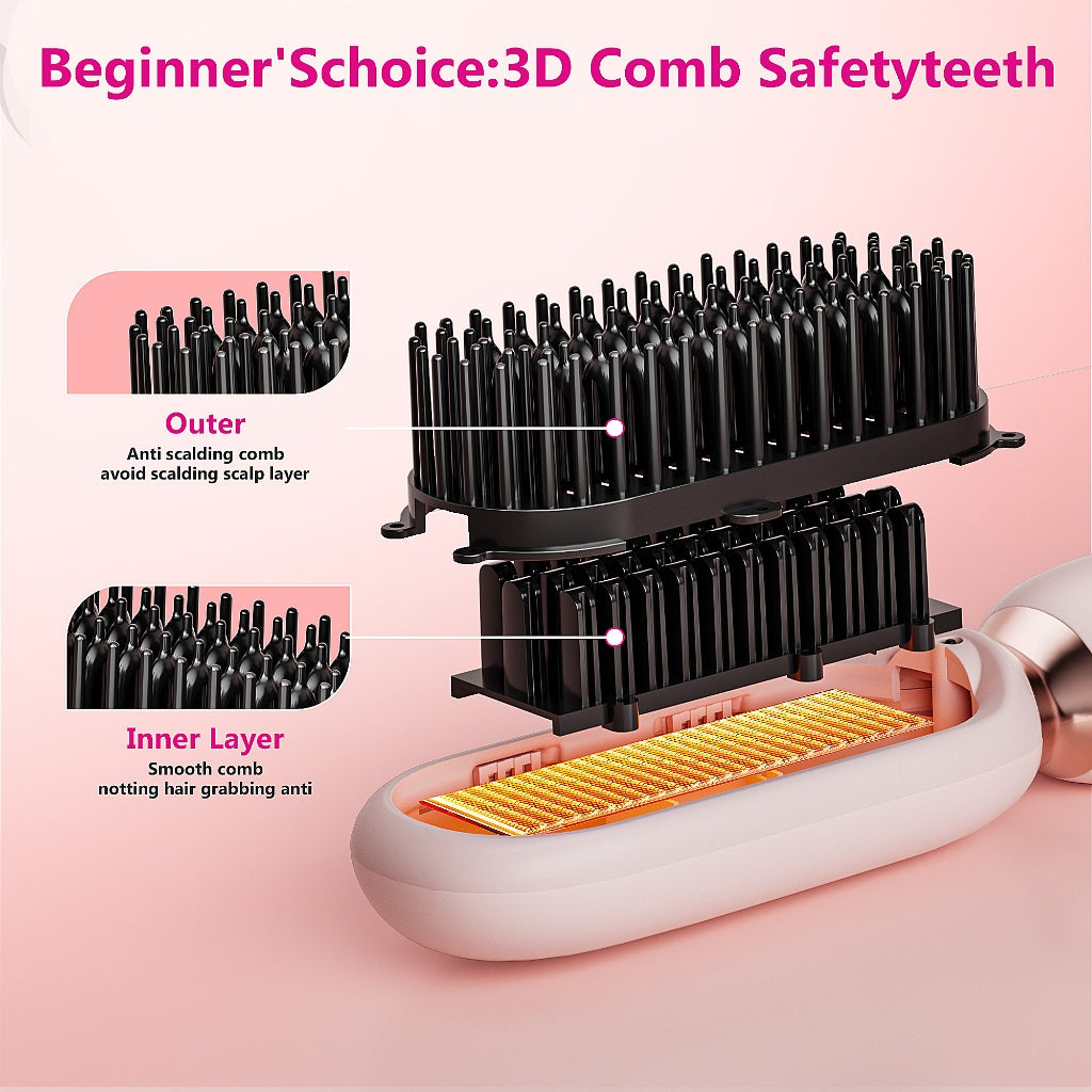Wireless Portable Hair Straightener Thermal Brush MC17