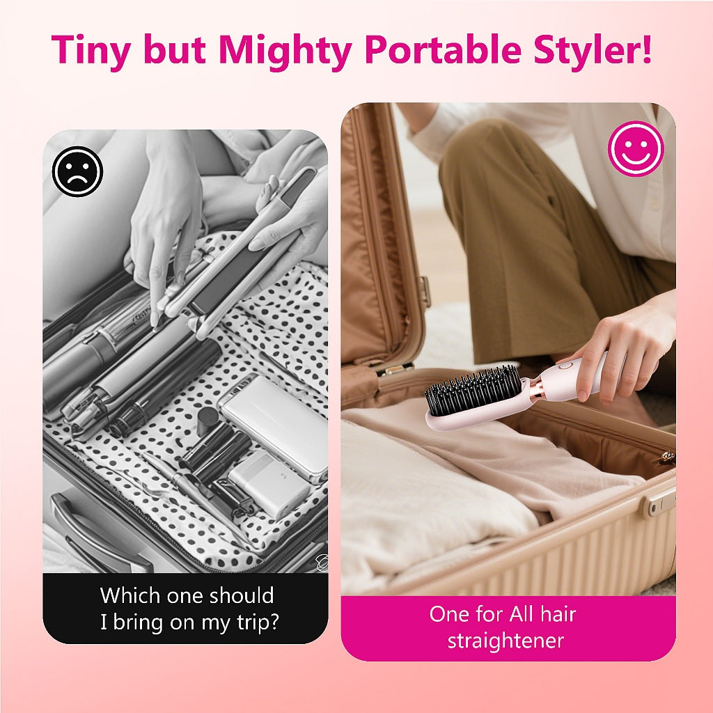 Wireless Portable Hair Straightener Thermal Brush MC17