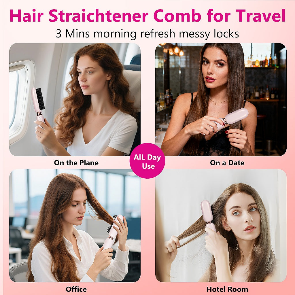 Wireless Portable Hair Straightener Thermal Brush MC17