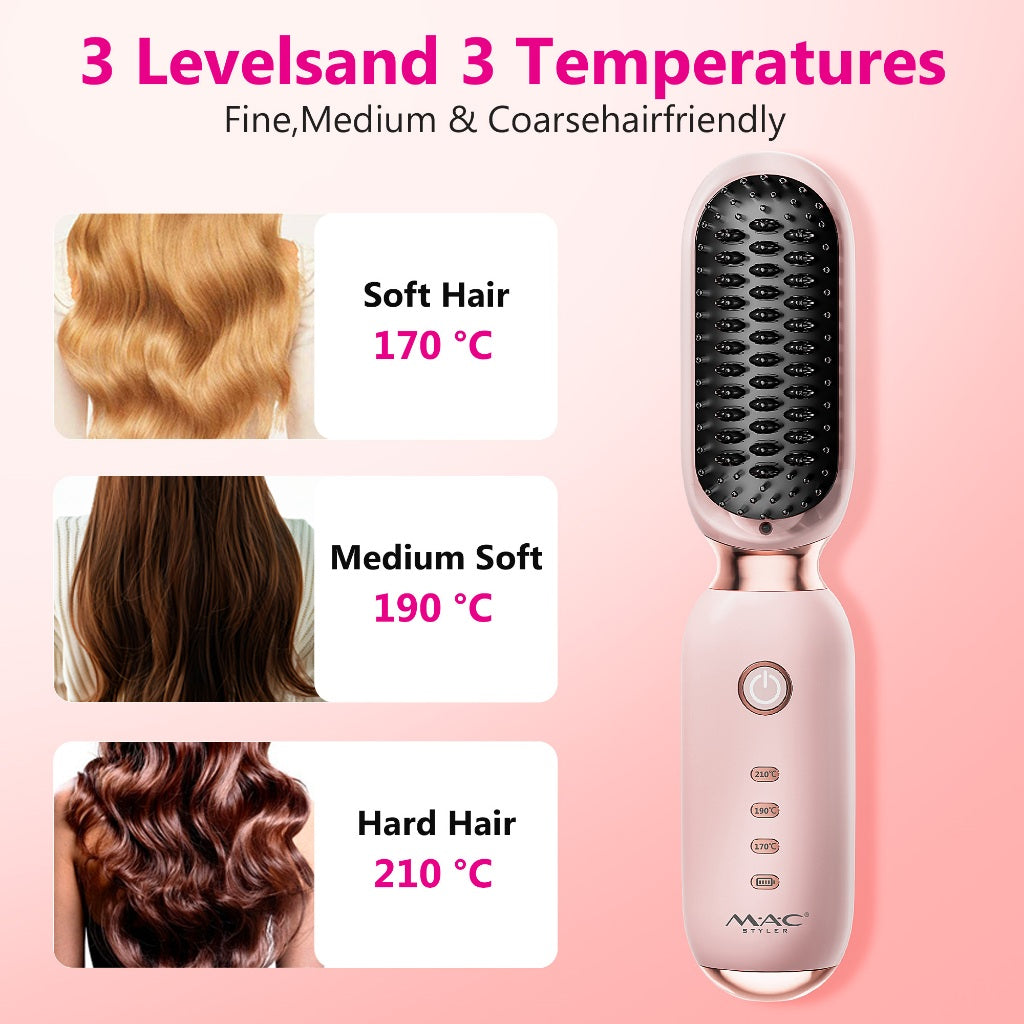Wireless Portable Hair Straightener Thermal Brush MC17