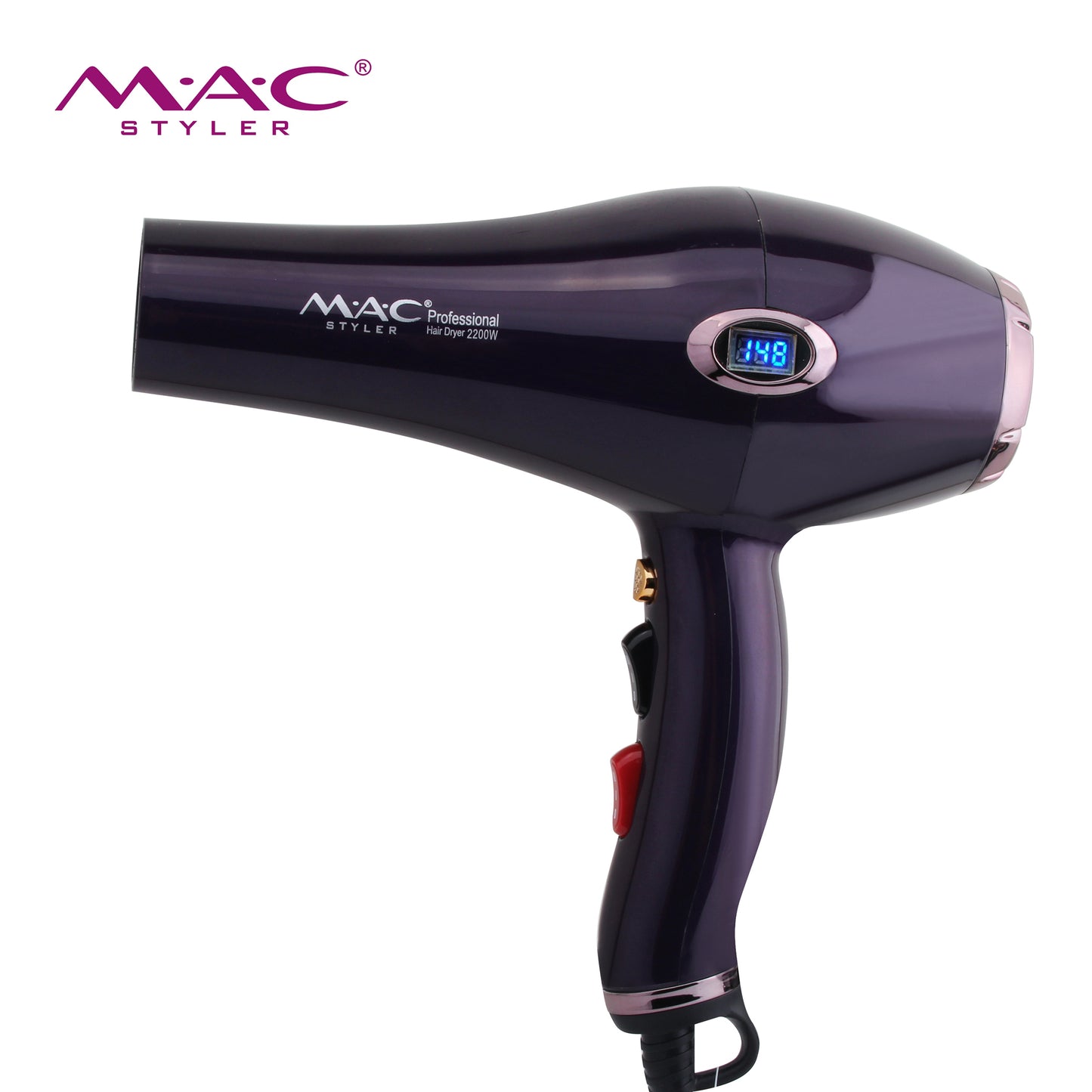 PRO Luxe Salon Hair Dryer Blower Purple and Silver MC6685