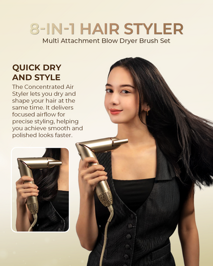 8 in 1 Hair Styler Multi Attachment Blow Dryer Brush Set MC6767