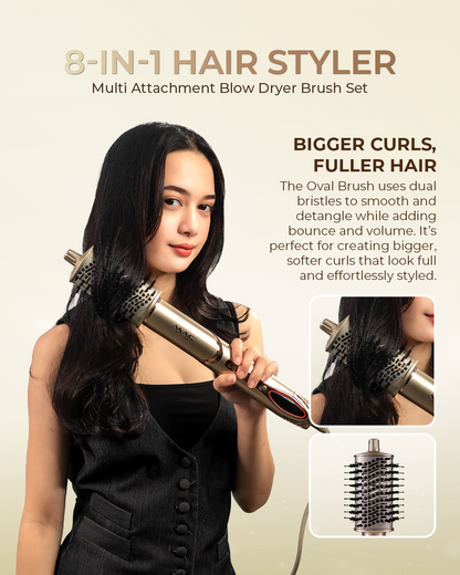 8 in 1 Hair Styler Multi Attachment Blow Dryer Brush Set MC6767