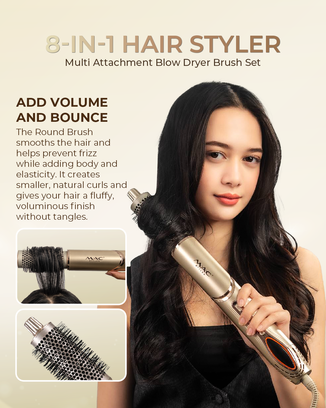 8 in 1 Hair Styler Multi Attachment Blow Dryer Brush Set MC6767