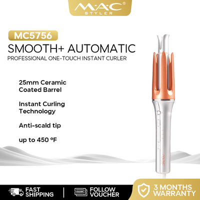 MAC Styler Smooth+ Automatic Professional One-Touch Instant Curler Curling Iron MC5756