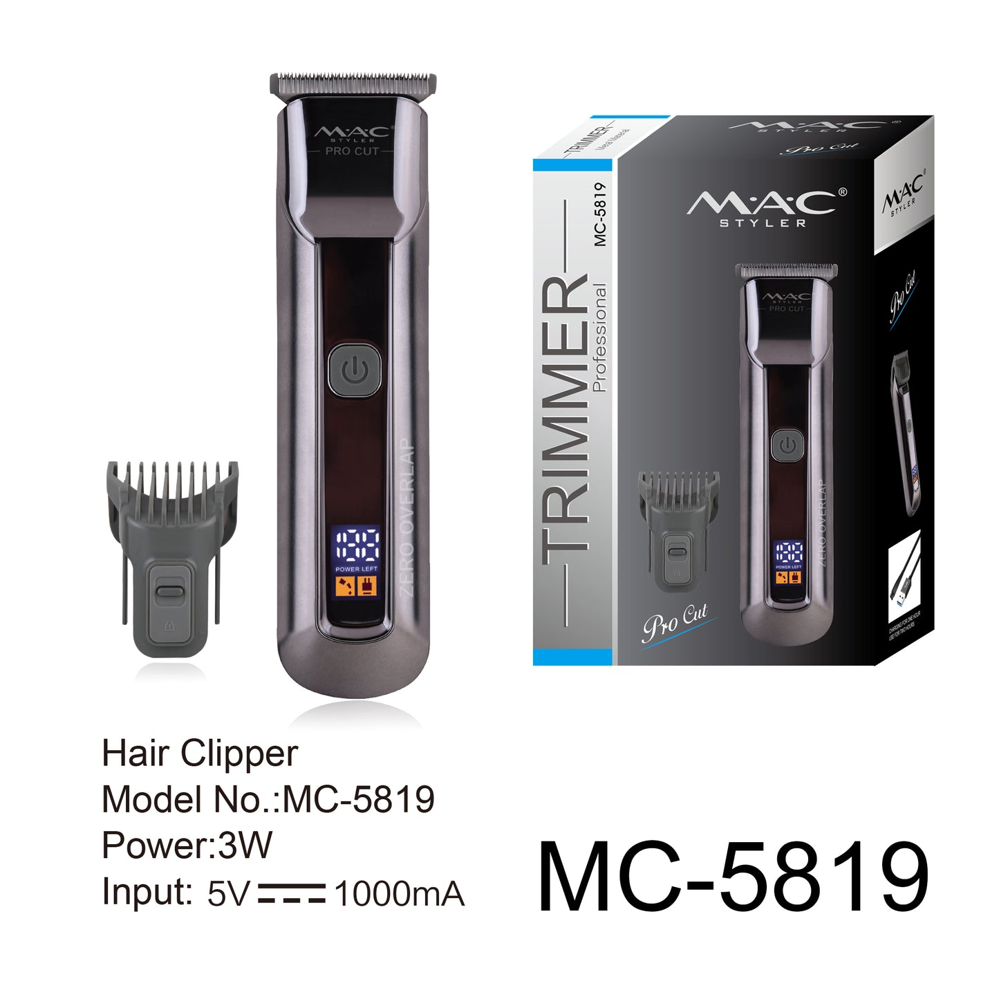 Mens Pro Cut Silver Shaver Clipper MC5819
