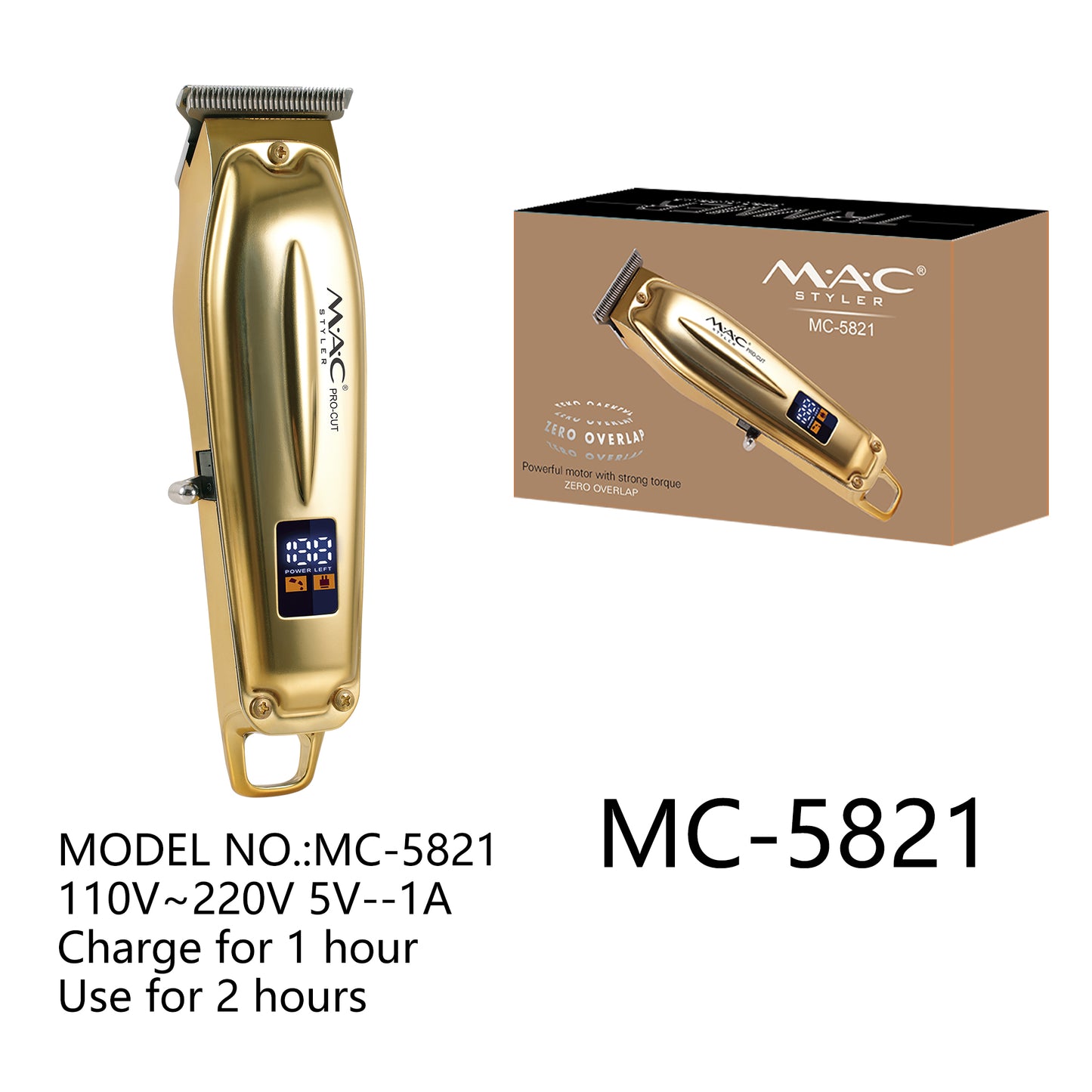 Mens Professional Zero Overlap Gold Shaver Clipper MC5821
