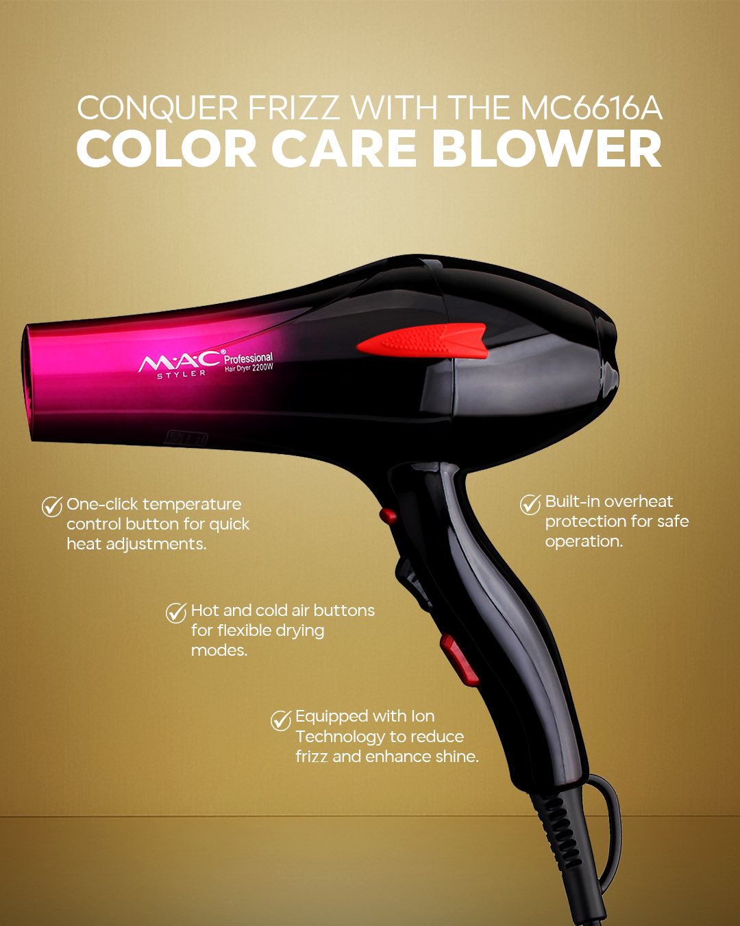 Color Care Professional Dryer Blower MC6616A