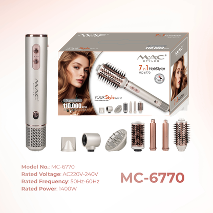 7 in 1 Hair Styler Supersonic Portable Multi Attachment Set for Travel MC6768