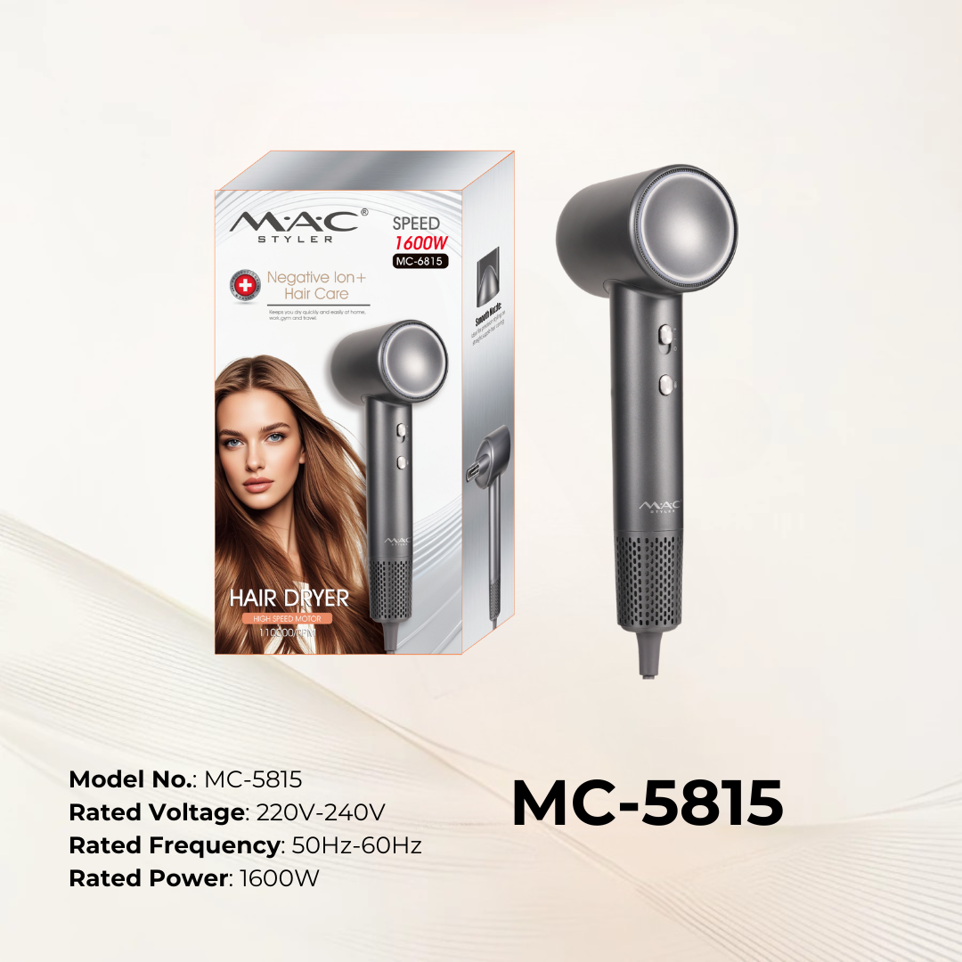 Negative Ion+ Hair Care Gray Professional Hair Dryer Blower MC6815