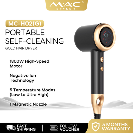 Professional Portable Self-Cleaning Gold Dryer Blower for Travel MC-H02(G)
