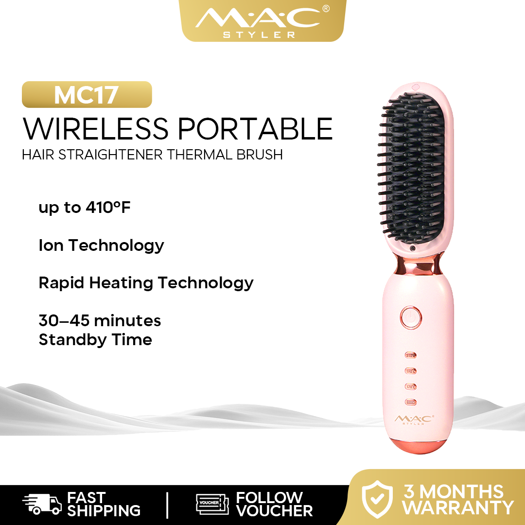 Wireless Portable Hair Straightener Thermal Brush MC17