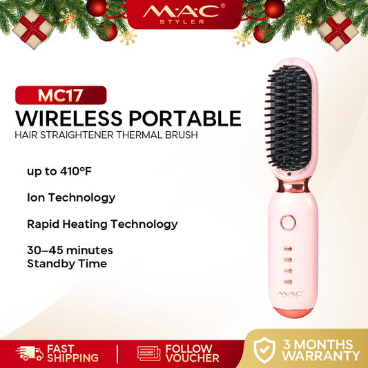 Wireless Portable Hair Straightener Thermal Brush MC17