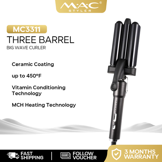 Three Barrel Professional Big Wave Curler MC3311