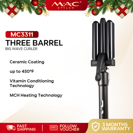 Three Barrel Professional Big Wave Curler MC3311