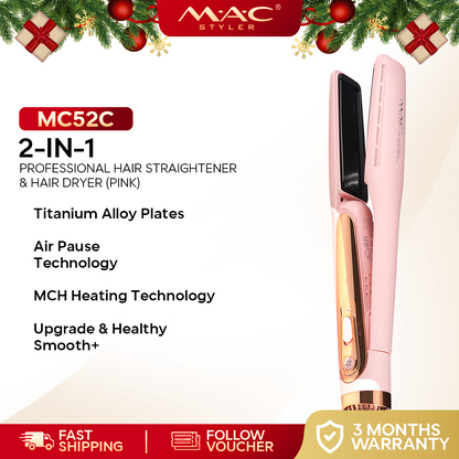One-Step Air Straight 2-in-1 Professional Dryer & Iron in Pink MC52C