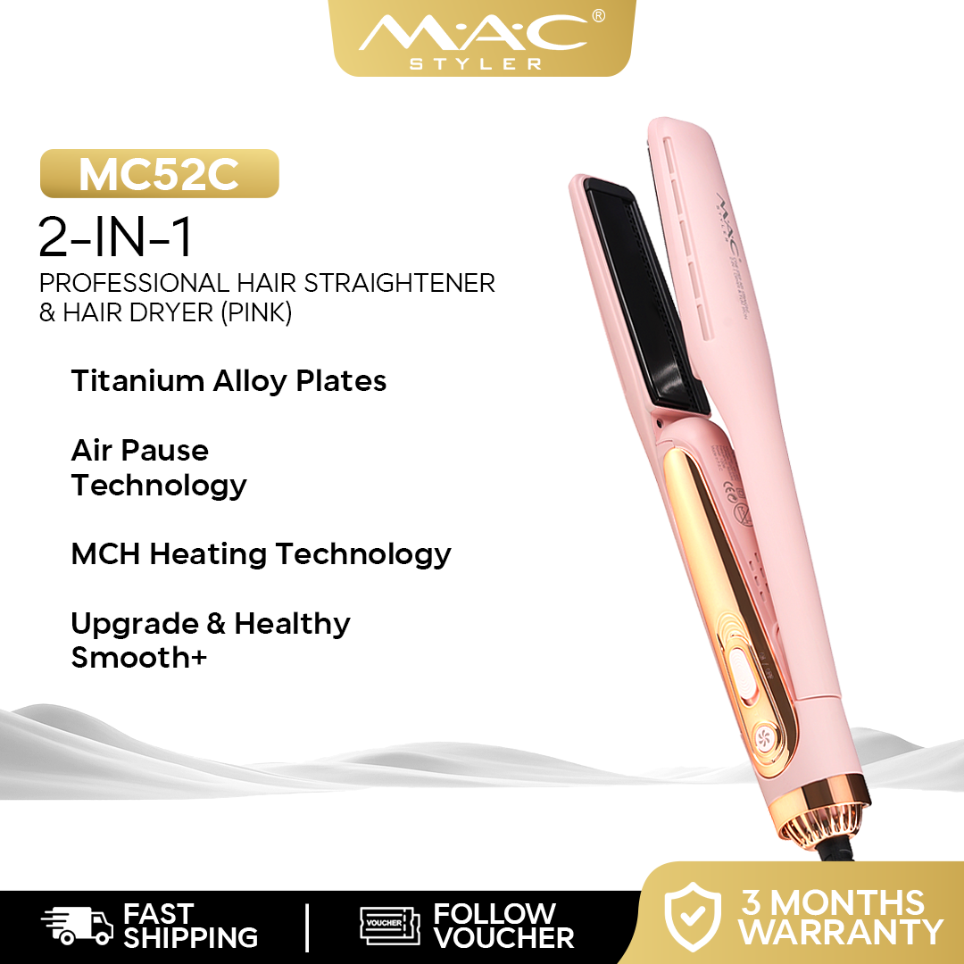 One-Step Air Straight 2-in-1 Professional Dryer & Iron in Pink MC52C