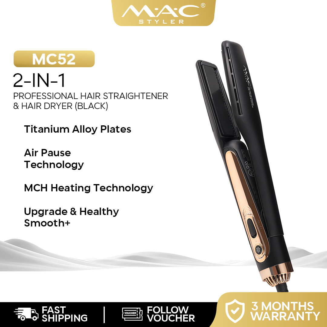 One-Step Air Straight 2-in-1 Professional Dryer & Iron in Black MC52