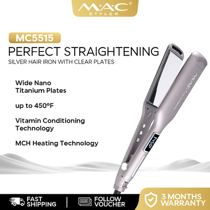 Perfect Straightening Silver Straightener Iron Clear Plates MC5515