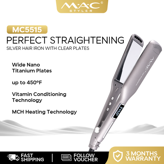 Perfect Straightening Silver Straightener Iron Clear Plates MC5515