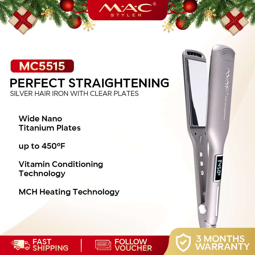 Perfect Straightening Silver Straightener Iron Clear Plates MC5515