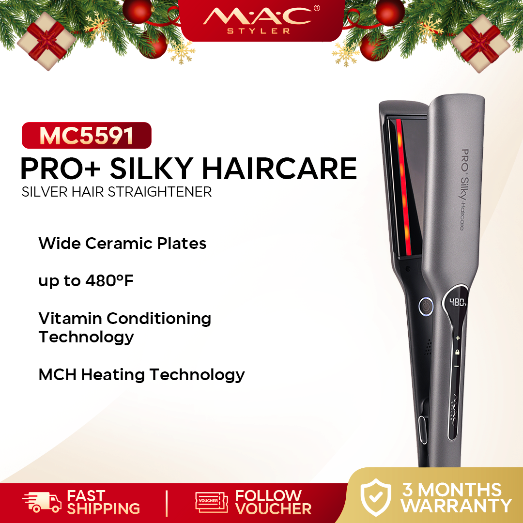 PRO+ Silky Haircare Silver Straightener Iron MC5591
