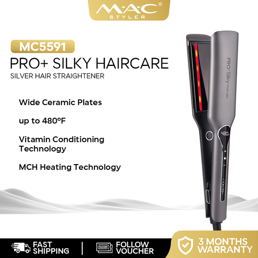 PRO+ Silky Haircare Silver Straightener Iron MC5591