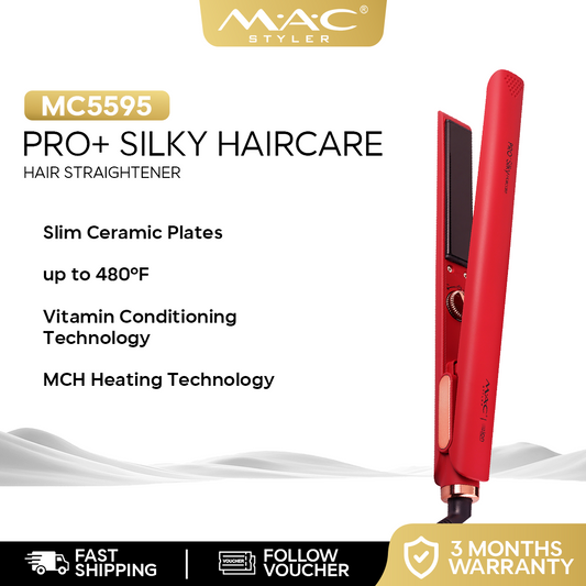 PRO+ Silky Haircare Red Straightener Iron Slim Plates MC5595