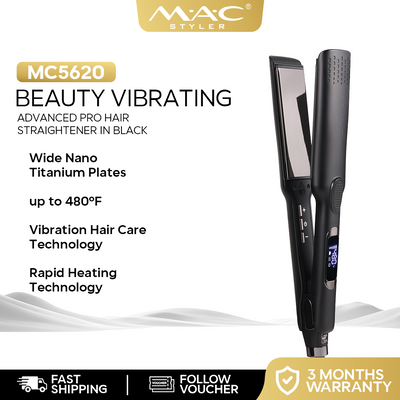 Beauty Vibrating Advanced Pro Straightener Iron in Black MC5620