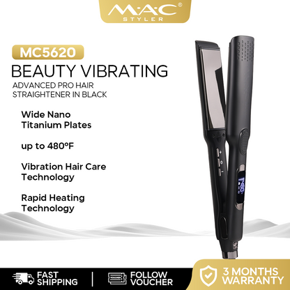 Beauty Vibrating Advanced Pro Straightener Iron in Black MC5620