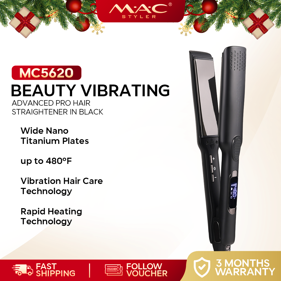 Beauty Vibrating Advanced Pro Straightener Iron in Black MC5620