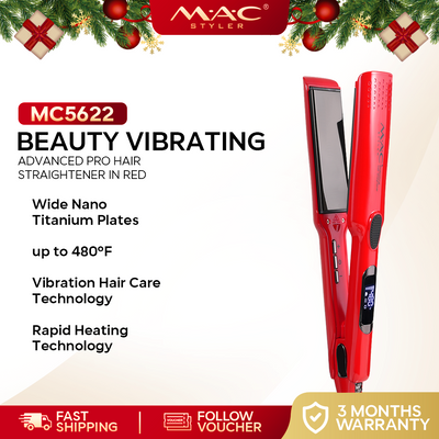 Beauty Vibrating Advanced Pro Straightener Iron in Red MC5622
