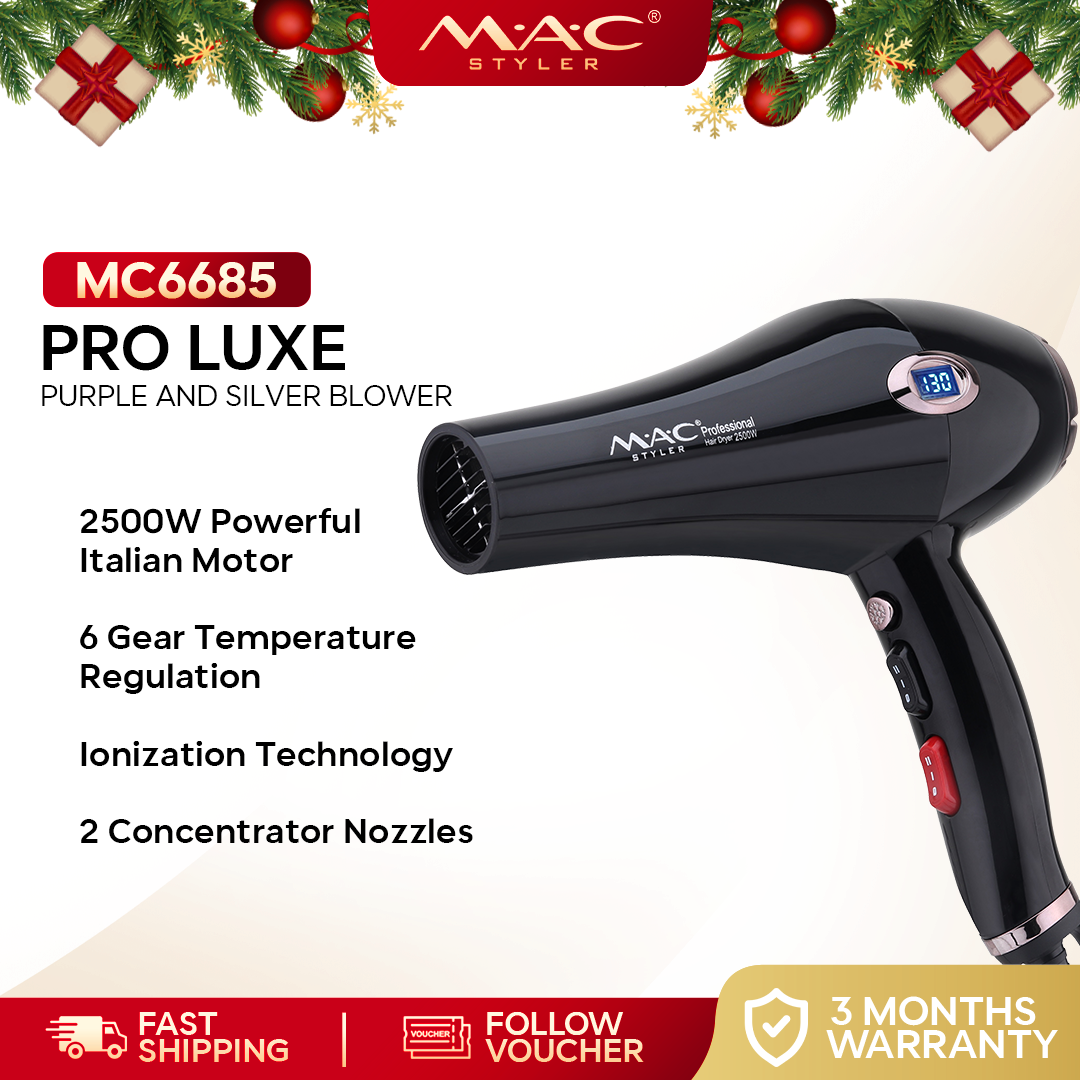 PRO Luxe Salon Hair Dryer Blower Purple and Silver MC6685
