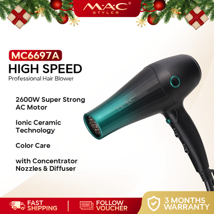 Green High Speed Professional Salon Hair Dryer Blower MC6697A