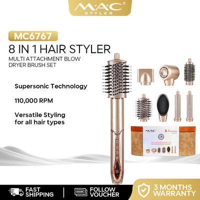 8 in 1 Hair Styler Multi Attachment Blow Dryer Brush Set MC6767