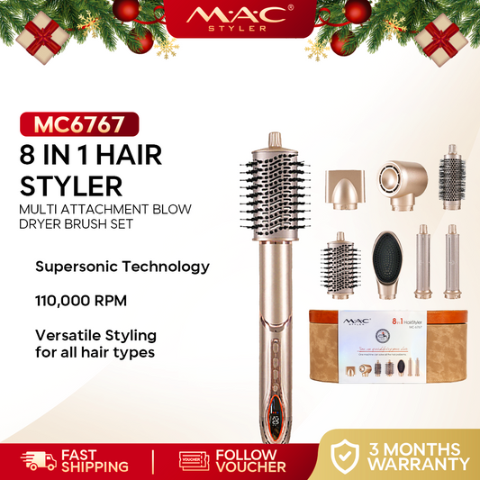 8 in 1 Hair Styler Multi Attachment Blow Dryer Brush Set MC6767